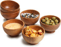 Set of 6 Acacia Wood Small Bowls – 4 fl oz Hand-Carved Dipping Bowls for Sauce, Salsa, Spices & Prep, 3.2 x 2 Inches