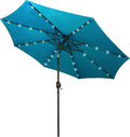 Blissun 9 ft Solar Patio Umbrella – 32 LED Lighted, Tilt & Crank, Outdoor Umbrella for Garden, Deck, Backyard, Pool & Beach, Cerulean