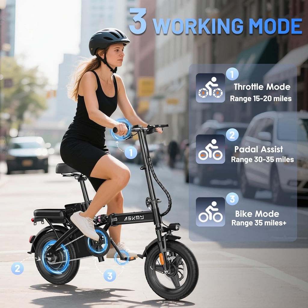 14" Folding Electric Bike for Adults & Teens – 750W Peak Motor, 20MPH, 30–35 Mile PAS Range, 48V Removable Battery, Commuter E-Bike