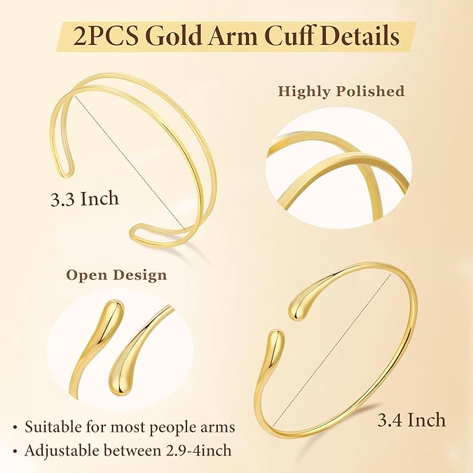 Gold Chunky Arm Cuff Set for Women