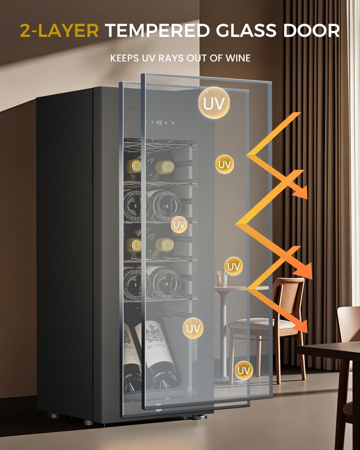 12 Bottle Wine Cooler Refrigerator – Freestanding Small Wine Fridge with Glass Door & Digital Temperature Control, Black