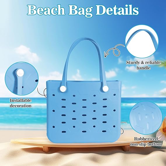 Rubber Beach Bag for Men & Women, Water-resistant Travel Tote Bag for the Beach Boat Pool