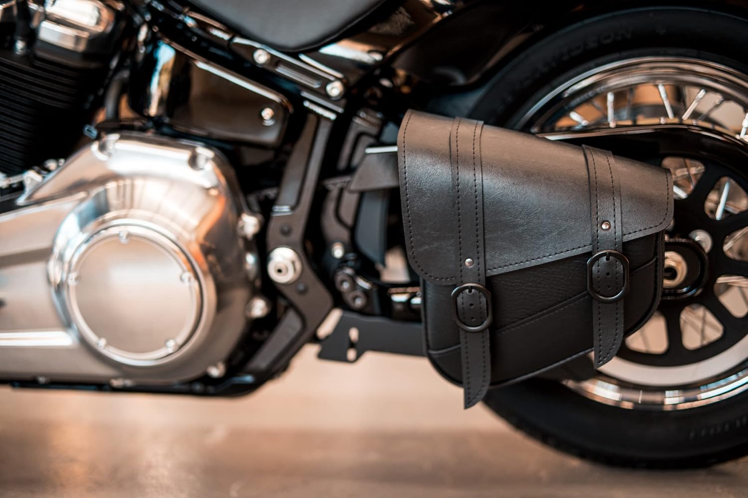 Black Jack Motorcycle Swingarm Bag – Black Buckle for Triangulated Swingarms, 10.5" x 11.5" x 4.5"