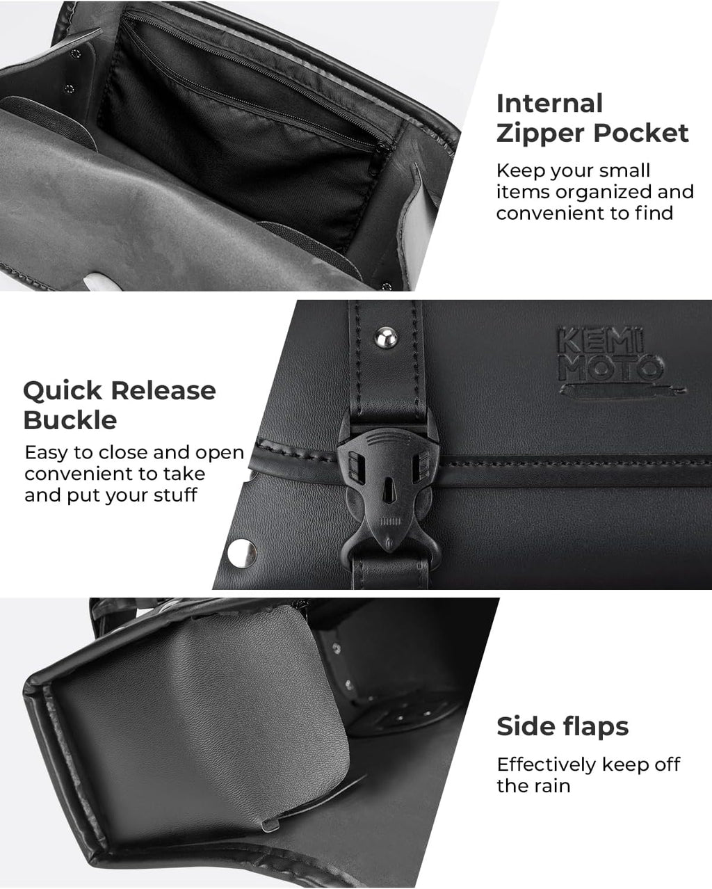 Universal PU Leather Motorcycle Fork Tool Bag – Roll Bag for Front Fork, Handlebar & Sissy Bar Storage, Fits Dyna, Softail, Sportster, Scooter