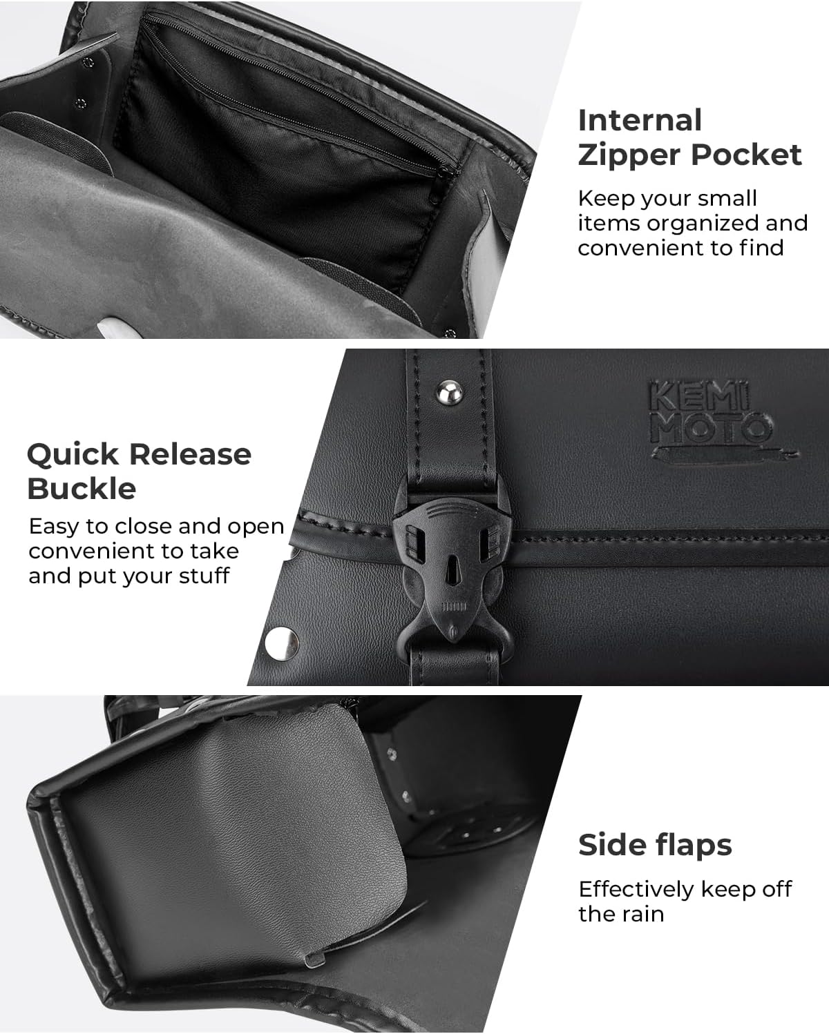 Universal PU Leather Motorcycle Fork Tool Bag – Roll Bag for Front Fork, Handlebar & Sissy Bar Storage, Fits Dyna, Softail, Sportster, Scooter
