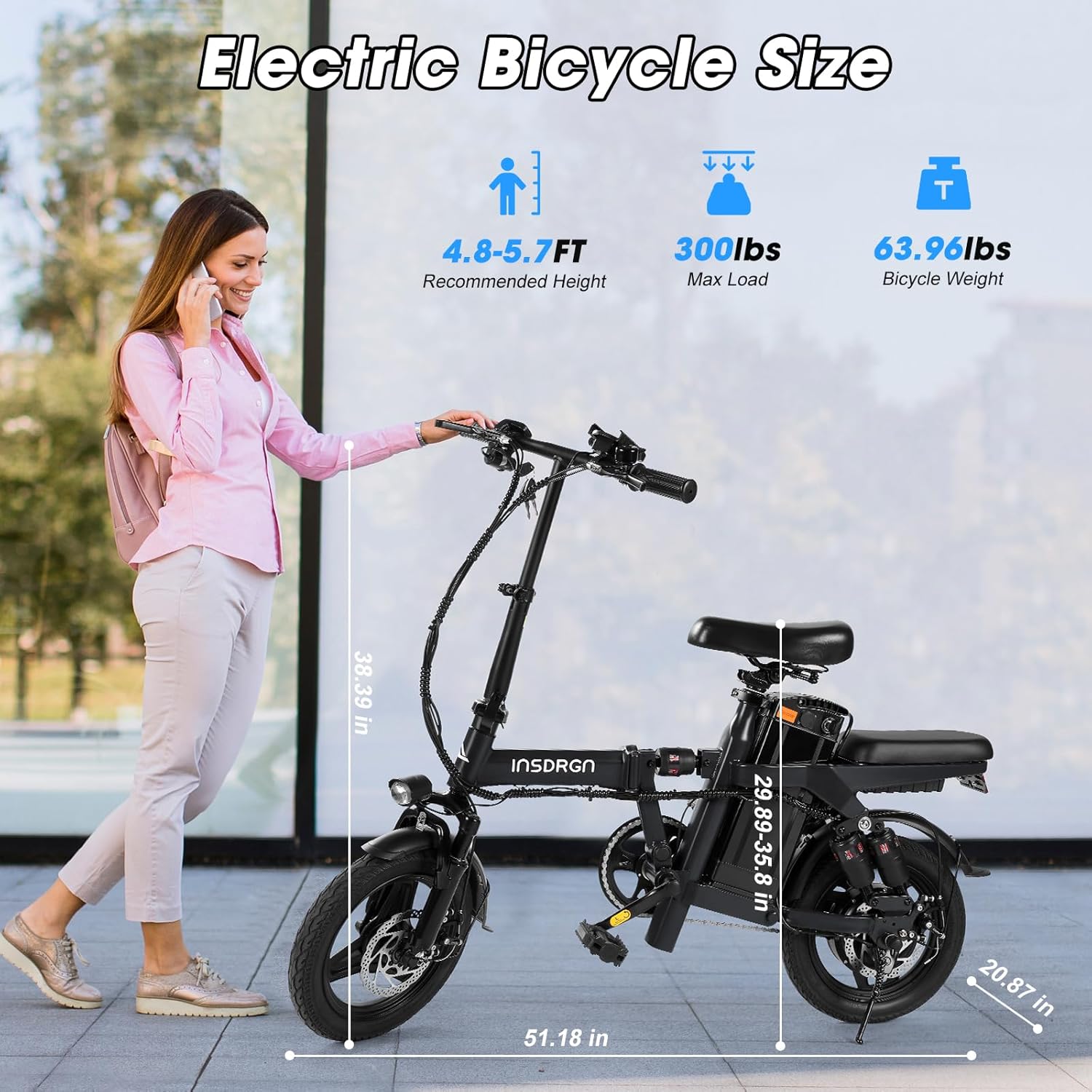 14" Folding Electric Bike for Adults & Teens – 650W Peak Motor, 20MPH, 28-Mile Range, 9-Point Suspension, Dual Disc Brakes, UL 2849