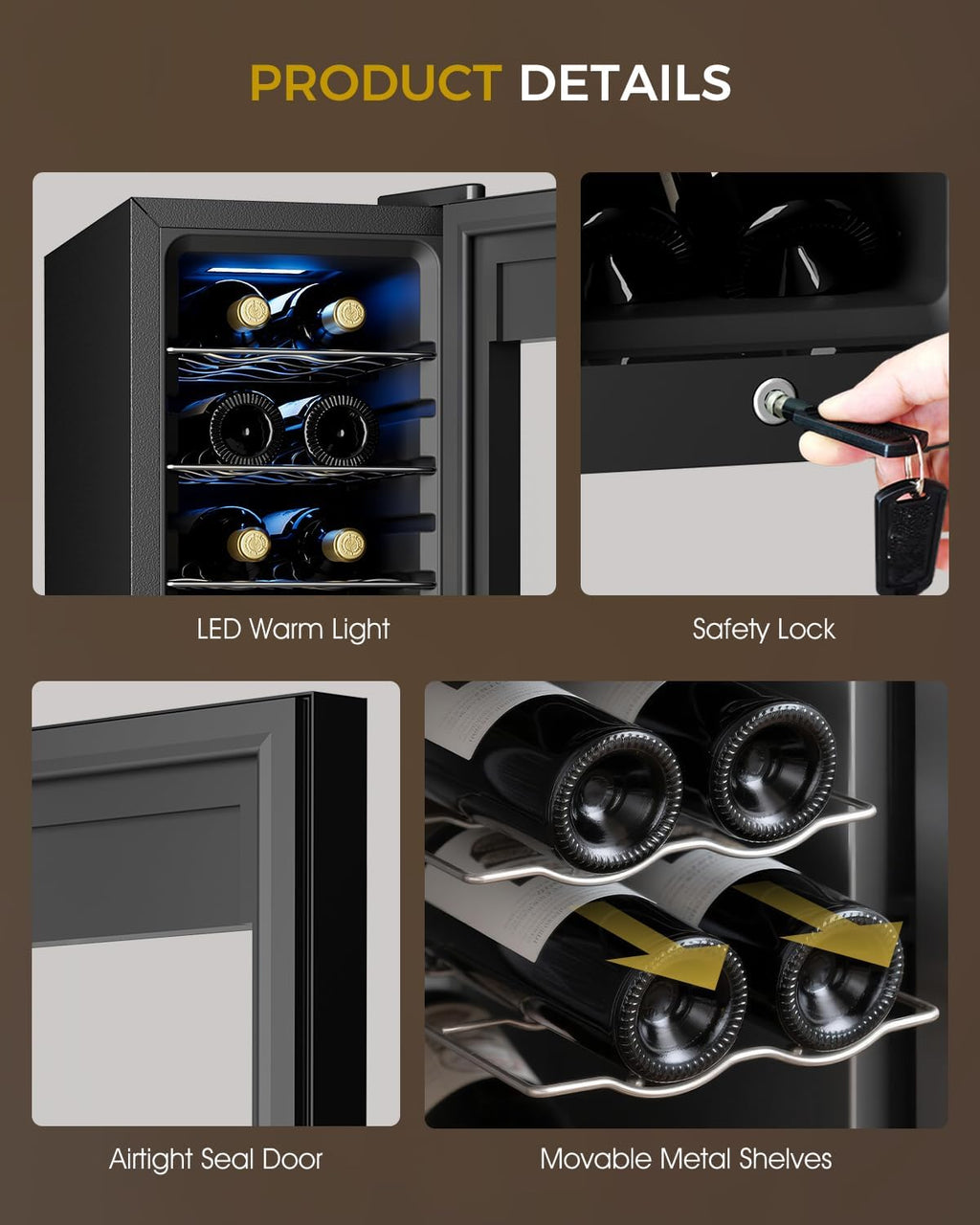 12 Bottle Wine Cooler Refrigerator – Freestanding Small Wine Fridge with Glass Door & Digital Temperature Control, Black