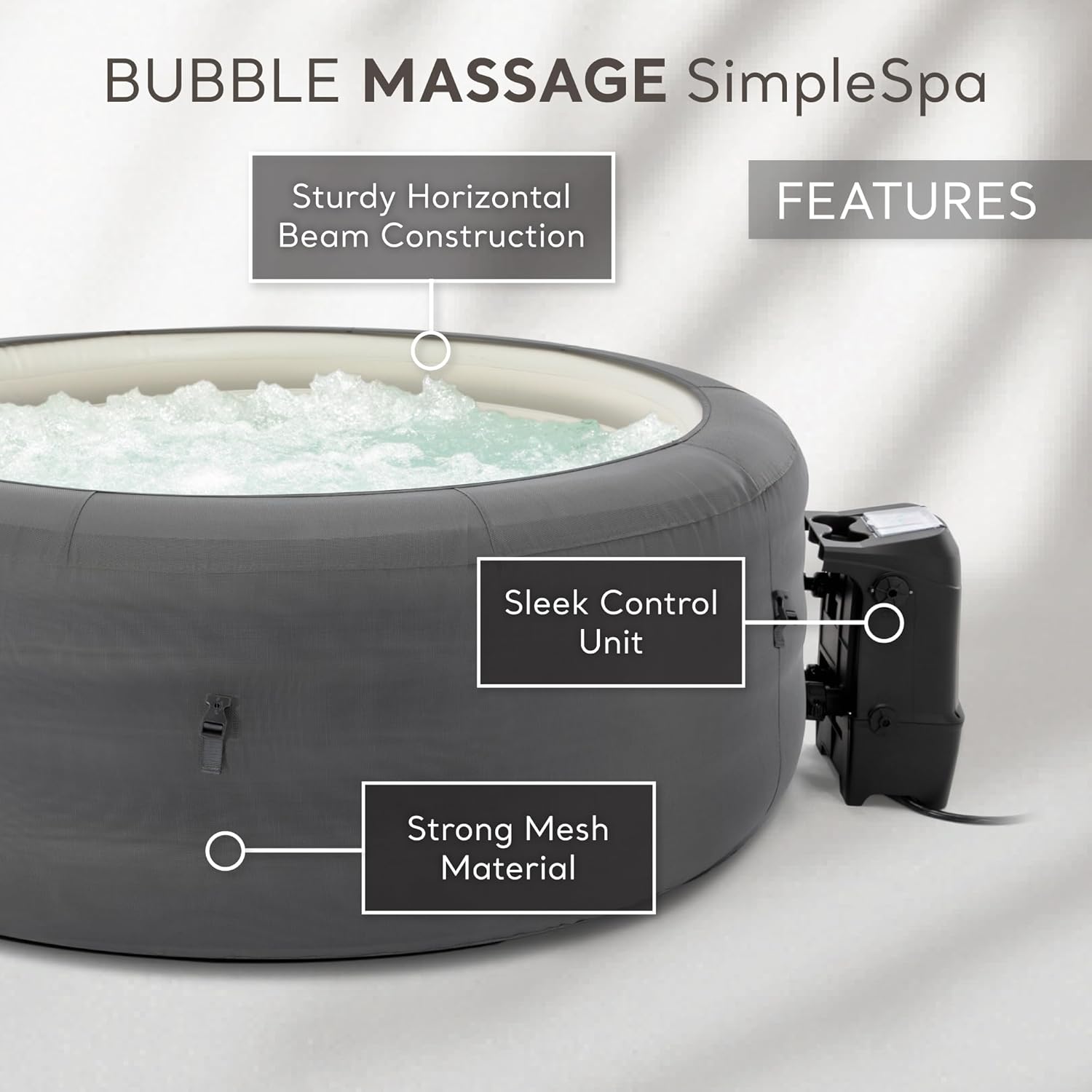 INTEX SimpleSpa 4-Person Inflatable Hot Tub – 77"x26", Bubble Massage Spa, Insulated Cover, Quick-Fill Inflation, Soothing Jets