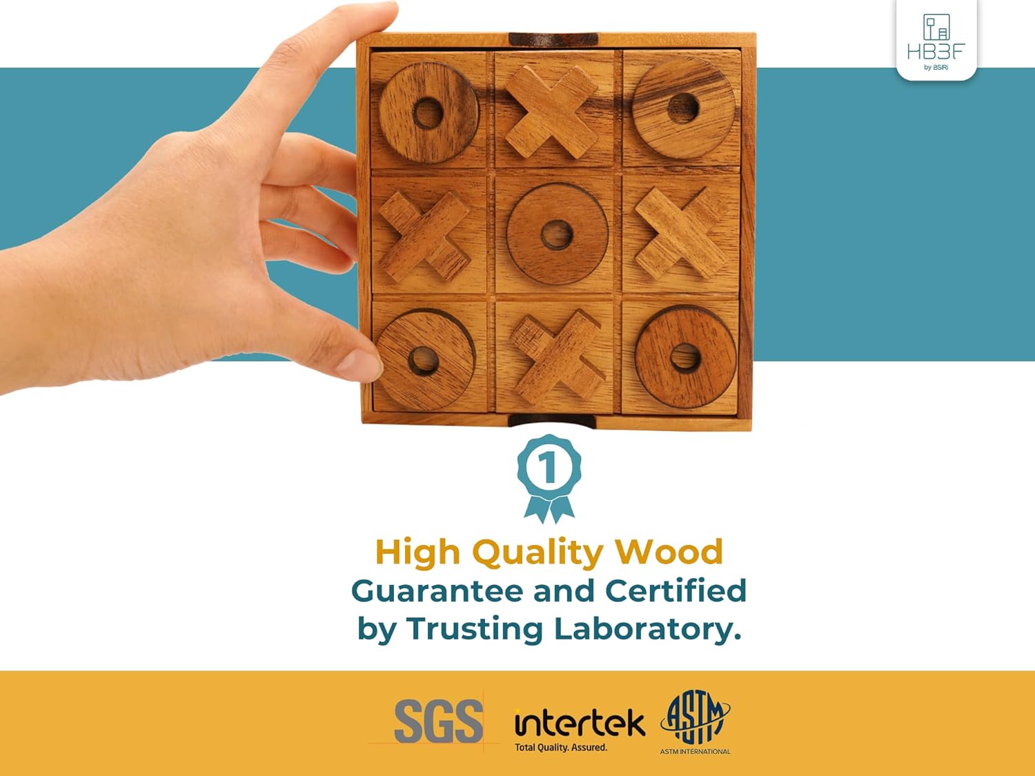 5.5 Inch Wooden Tic Tac Toe Game – Coffee Tabletop XO Block Board for Family Game Night, Desk Decor & Gift