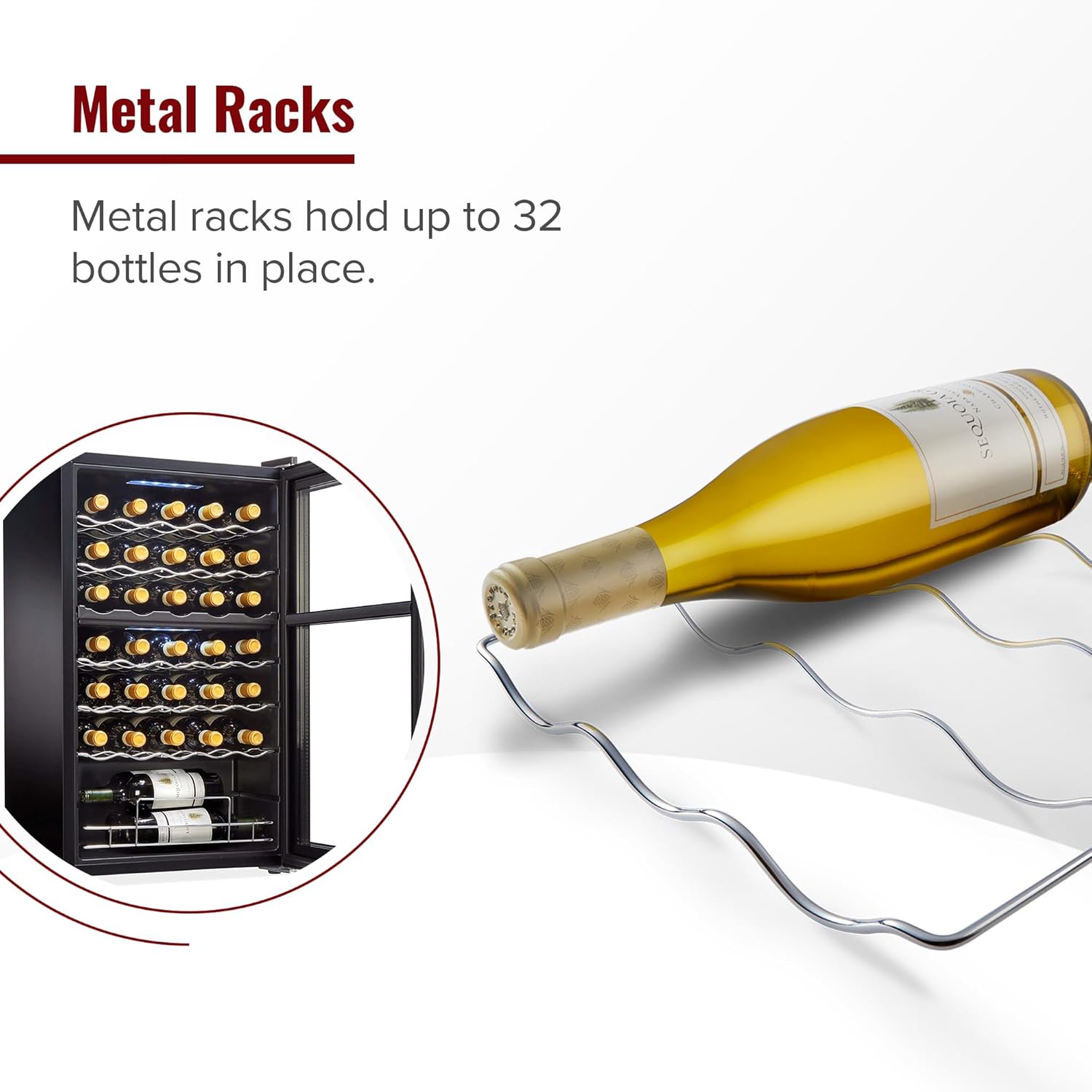 32 Bottle Dual Zone Compressor Wine Cooler – Freestanding Refrigerator with Digital Touchscreen & LED Display, Matte Black