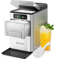 Countertop Nugget Ice Maker – 40 lbs/Day Pebble Ice Machine with One-Click Operation & Self-Cleaning, Scoop & Basket, Stainless Silver