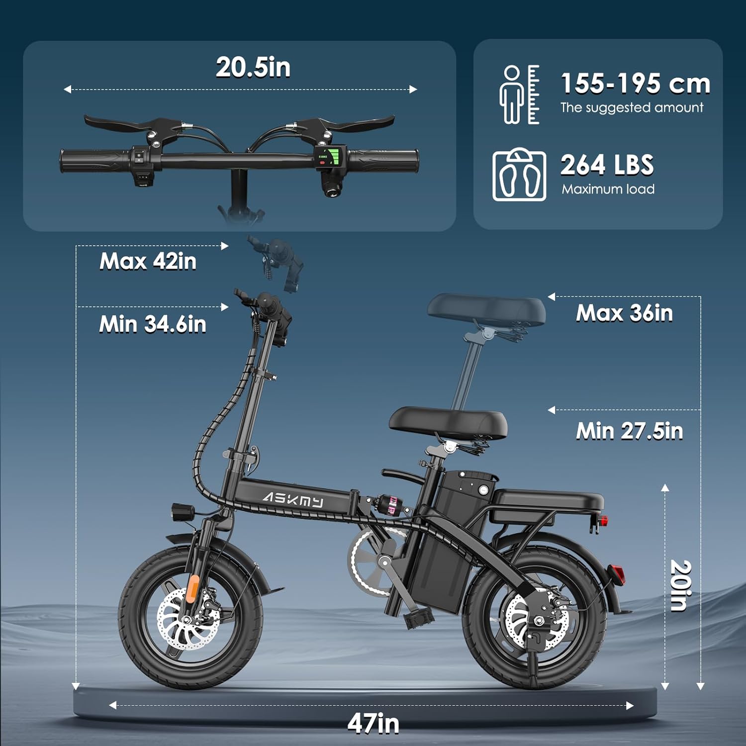 14" Folding Electric Bike for Adults – 750W Peak Motor, 35-Mile PAS Range, Foldable Commuter E-Bike with 48V Removable Battery