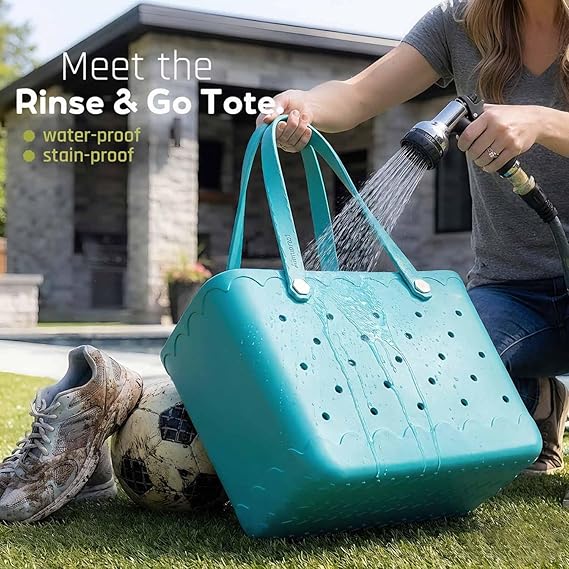 Rubber Beach Bag Waterproof Durable Large Tote Bag for Beach Sports Pool Swim Travel EVA Tote