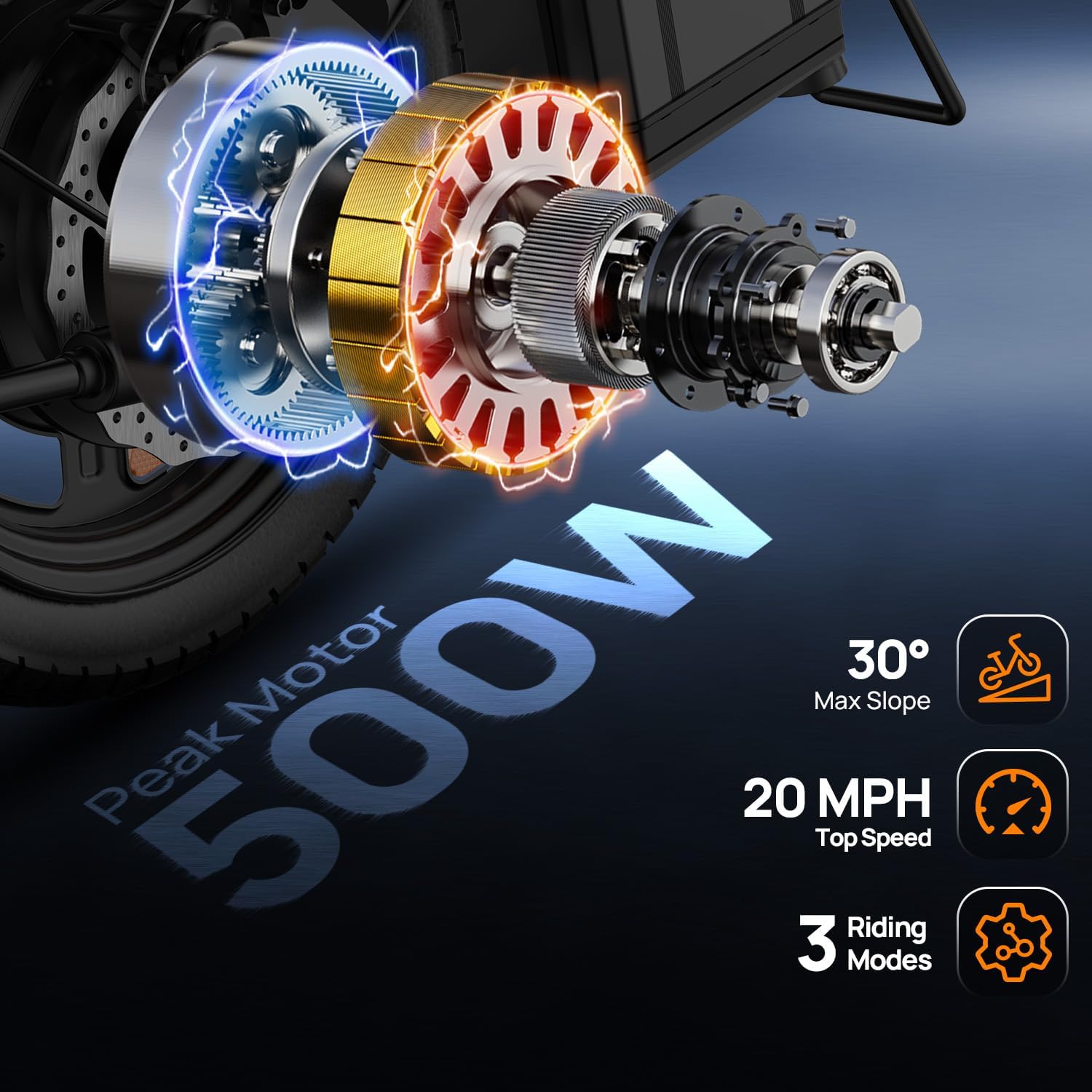 14" Folding Electric Bike for Adults – Portable Commuter E-Bike, 500W Motor, 20MPH, 20–40 Mile Range, UL Certified