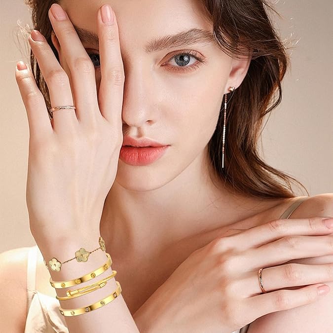 Women’s CZ Gold Bracelet Set
