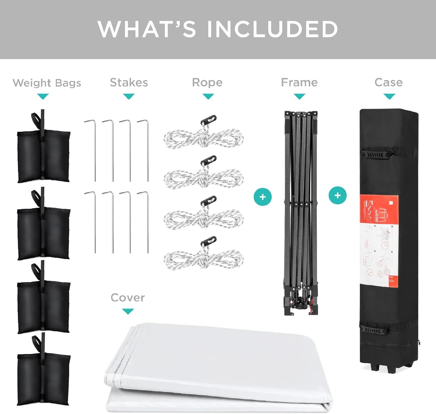 10x10ft 1-Person Setup Pop Up Canopy Tent Instant Portable Shelter w/ 1-Button Push, Case, 4 Weight Bags - White