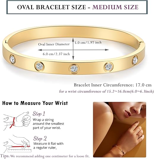 18K Gold-plated Bracelets for Women Friendship Love Bangle Bracelet