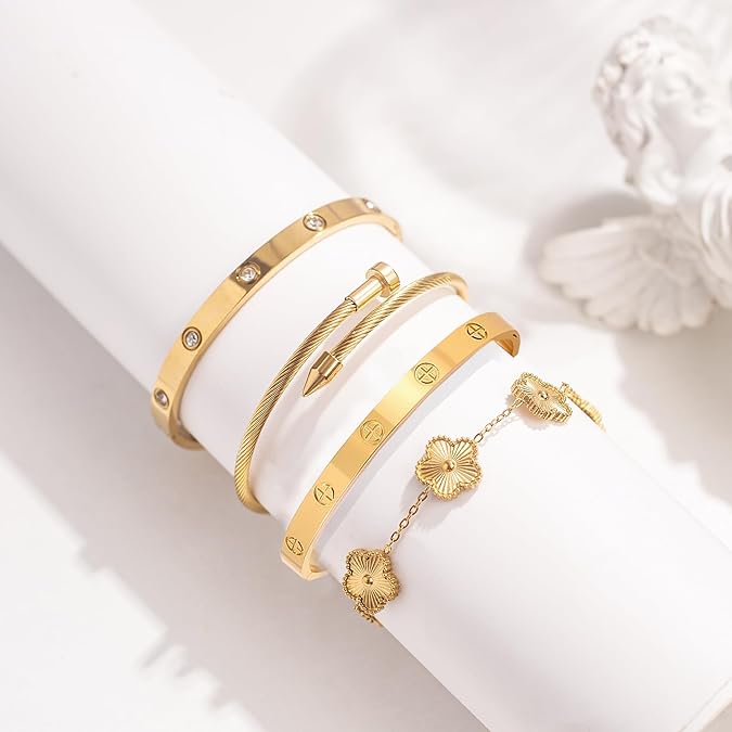 Women’s CZ Gold Bracelet Set