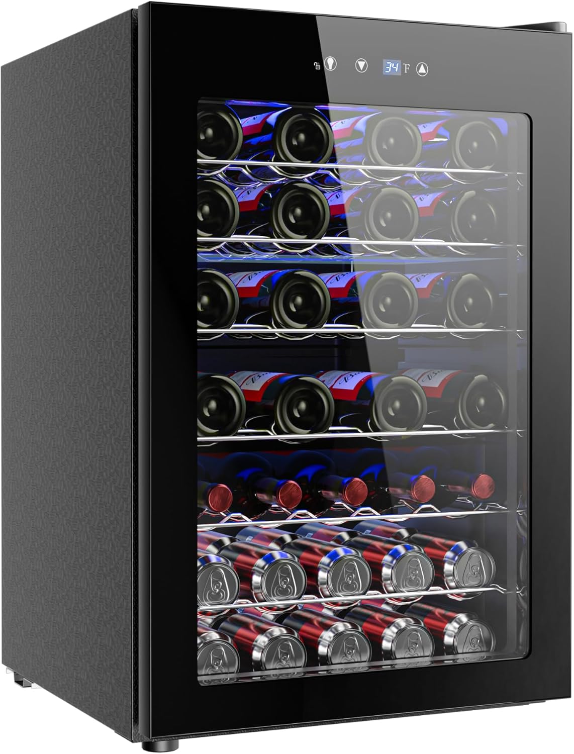 45 Bottle Wine Cooler Refrigerator – Small Wine Fridge 4.5 Cu Ft with Adjustable Temperature, Suitable for Red, White & Champagne, Black