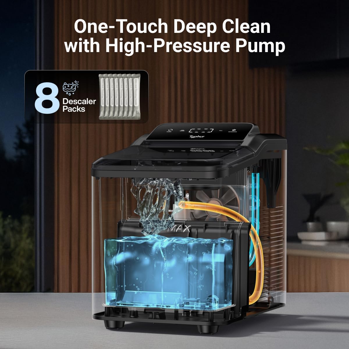 Countertop Nugget Ice Maker – 35 lbs/24H Pebble Ice Machine with Self-Cleaning Function, 2 Scoops, Stainless Steel
