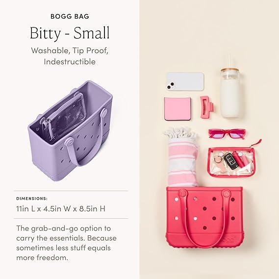BOGG BAG Bitty Small Tote – 11” x 8.5” x 4.5” – Durable, Washable, Tip-proof – Beach, Pool, Boat, Work, Sports