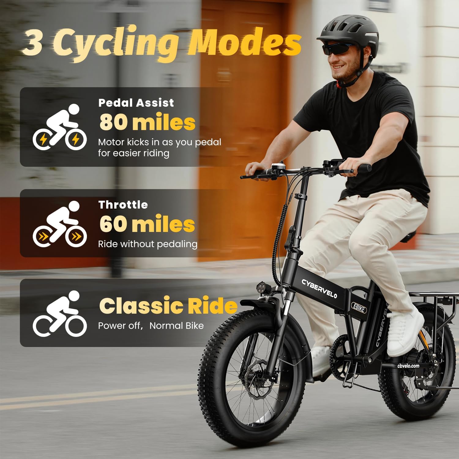 20" Folding Electric Bike for Adults – 1000W Motor, 48V 20.8Ah Removable Battery, Up to 80-Mile Range, 30MPH, Fat Tire E-Bike
