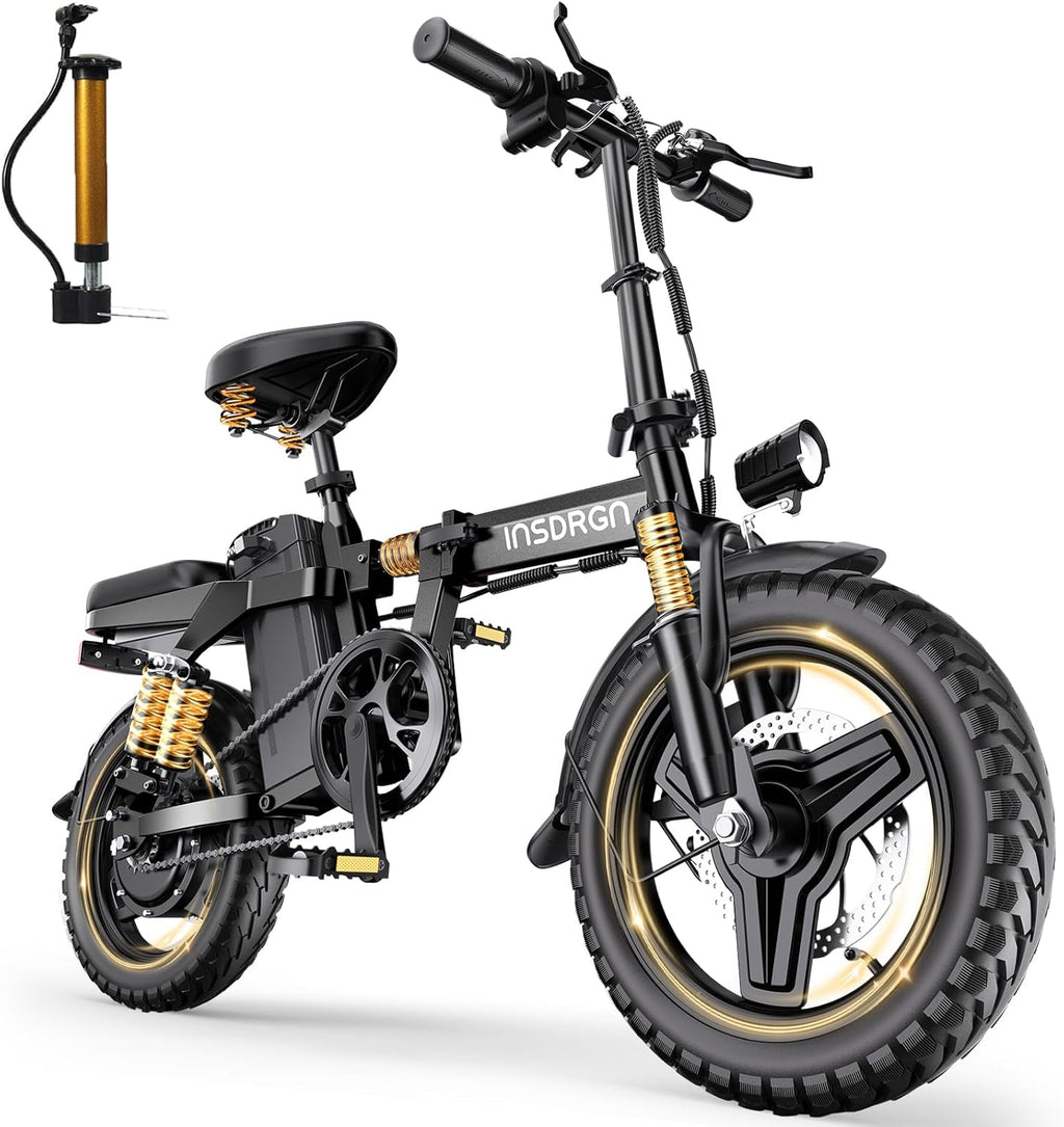 14" Folding Electric Bike for Adults – 1500W Motor, 20MPH, 48V 16Ah Removable Battery, 35–62 Miles Range, UL 2849 E-Bike