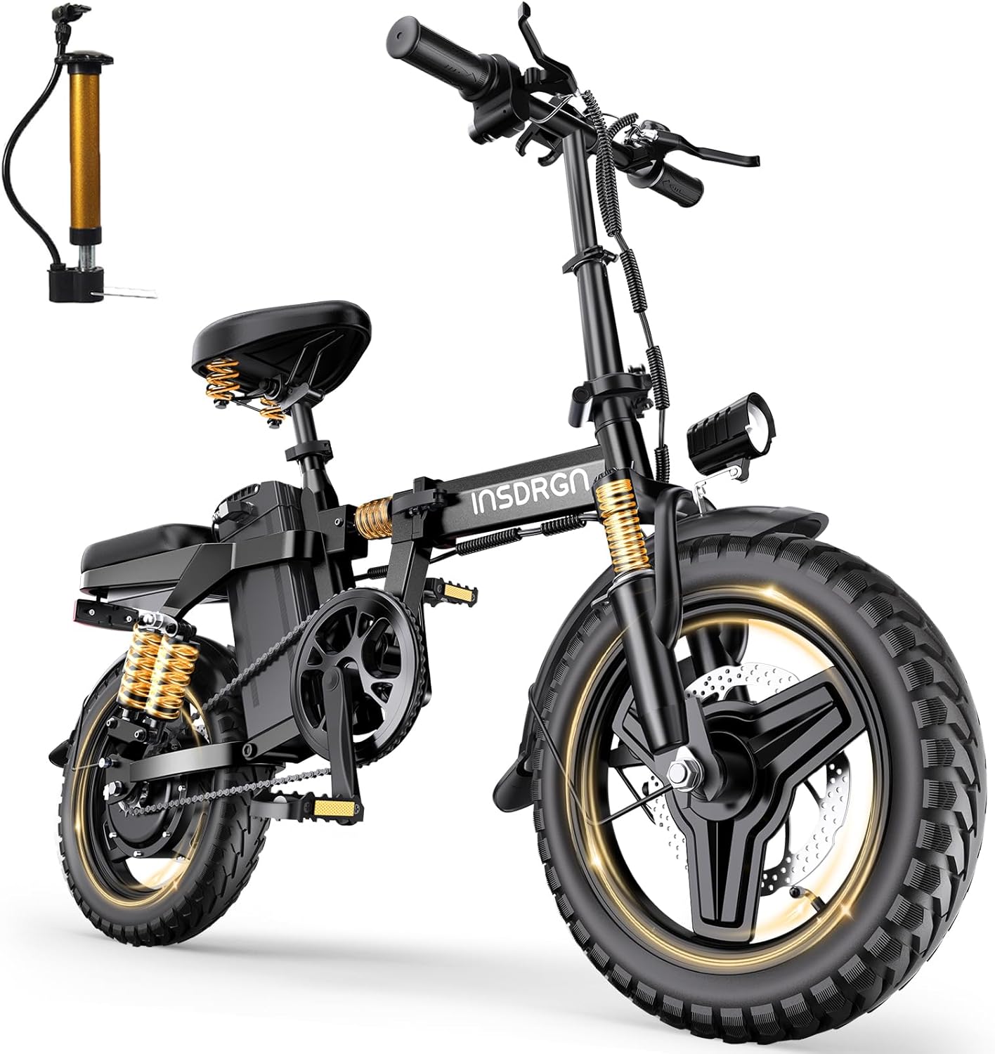 14" Folding Electric Bike for Adults – 1500W Motor, 20MPH, 48V 16Ah Removable Battery, 35–62 Miles Range, UL 2849 E-Bike