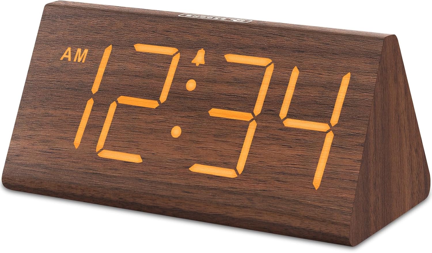 Wooden Digital Alarm Clock for Bedroom – LED Desk Clock with Large Display, USB Port, Adjustable Volume, Dimmer & Snooze, Adapter Powered