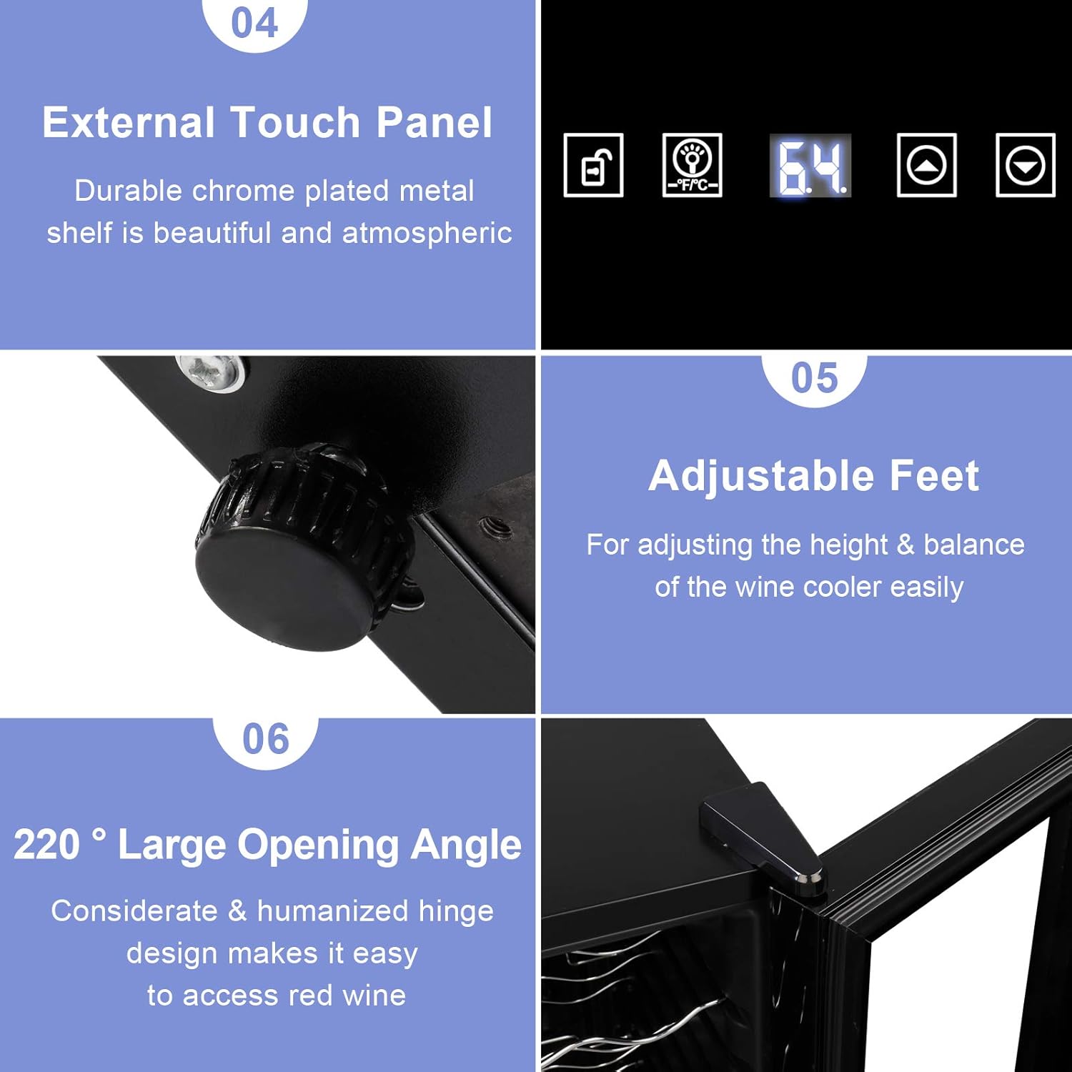 18 Bottle Freestanding Wine Fridge – Compressor Wine Cooler with Digital Temperature Control & Double-Layer Glass Door for Red, White & Champagne