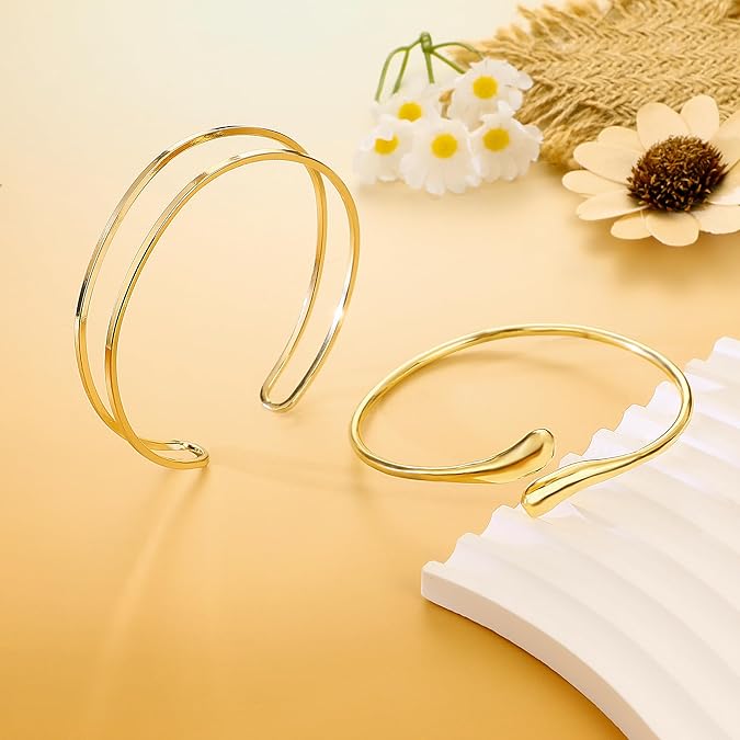 Gold Chunky Arm Cuff Set for Women