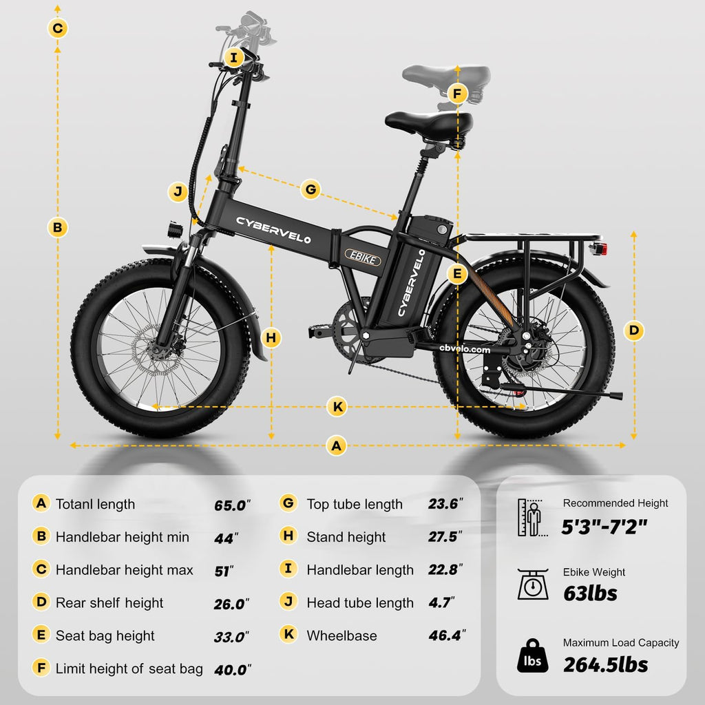 20" Folding Electric Bike for Adults – 1000W Motor, 48V 20.8Ah Removable Battery, Up to 80-Mile Range, 30MPH, Fat Tire E-Bike