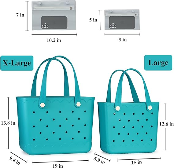 Rubber Beach Bag Waterproof Durable Large Tote Bag for Beach Sports Pool Swim Travel EVA Tote