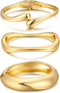 Chunky Gold Bangle Bracelets Set for Women