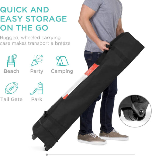 10x10ft 1-Person Setup Pop Up Canopy Tent Instant Portable Shelter w/ 1-Button Push, Case, 4 Weight Bags - White