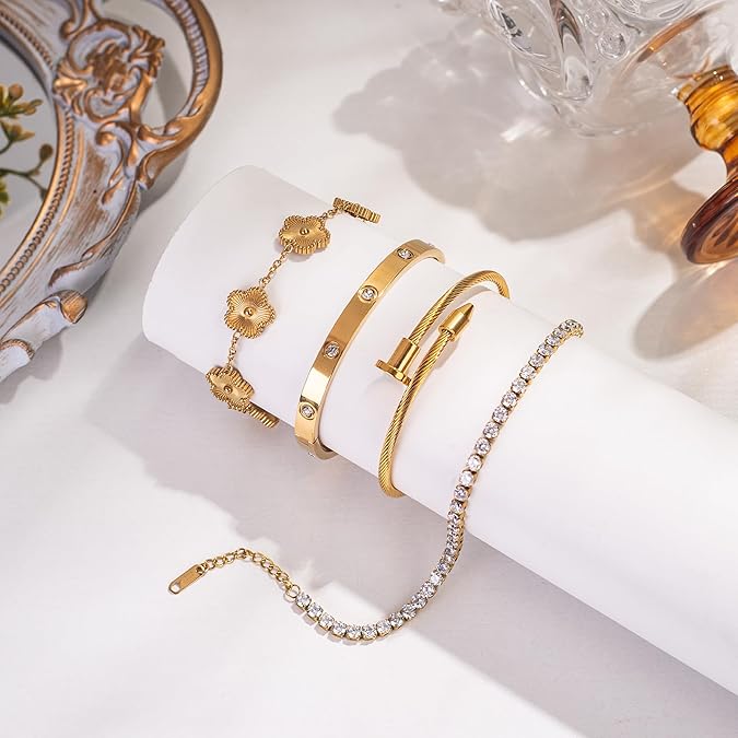 Gold Bangle Bracelet Set