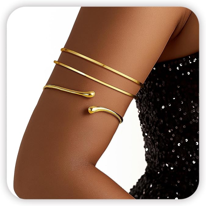 Gold Chunky Arm Cuff Set for Women