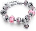 Capital Charms Pink Hearts Silver Plated Charm Bracelet Set