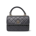 Grey Lambskin Quilted Trendy CC Small Light Gold Hardware