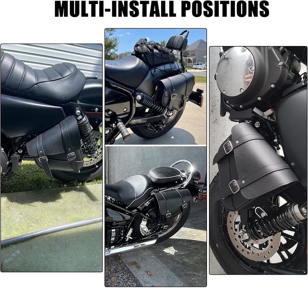 Black PVC Motorcycle Solo Swingarm Bag – Right Side Saddlebag for Softail & Chopper Models