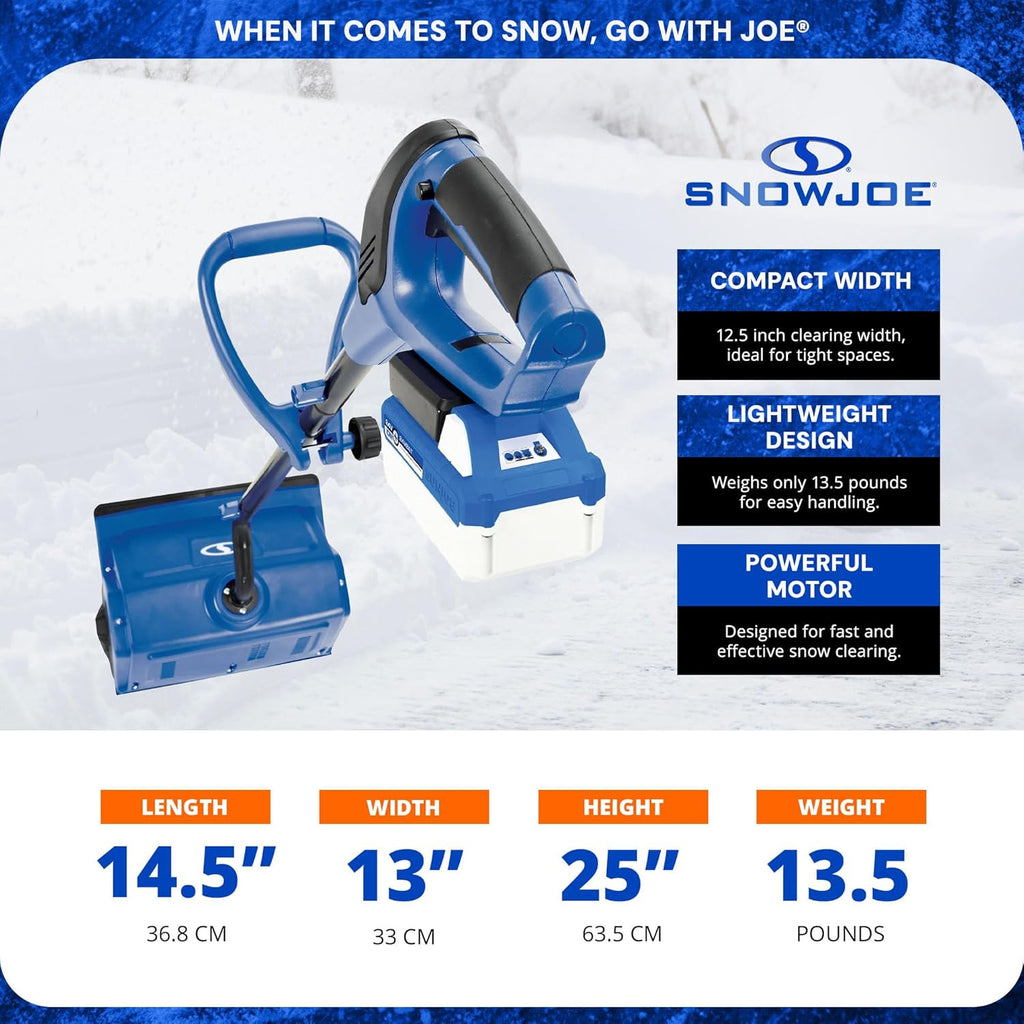 Snow Joe 24V Cordless Electric Snow Shovel – 13" Clearing Path, 400W Motor, Includes Cover & Scraper, Snow & Ice Removal for Driveway & Walkway