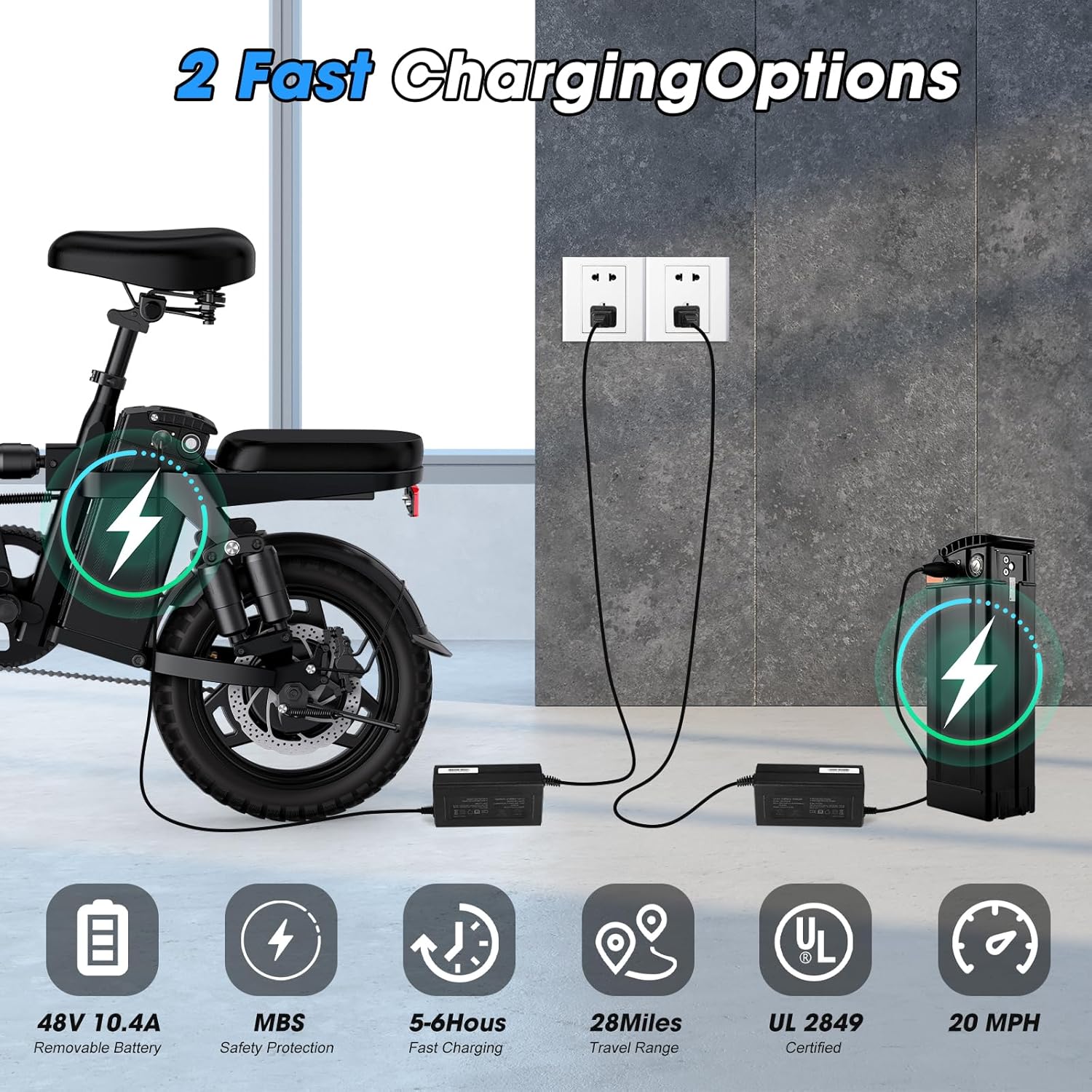 14" Folding Electric Bike for Adults & Teens – 650W Peak Motor, 20MPH, 28-Mile Range, 9-Point Suspension, Dual Disc Brakes, UL 2849