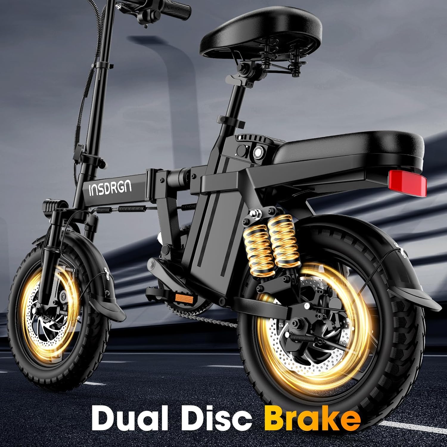 14" Folding Electric Bike for Adults – 1500W Motor, 20MPH, 48V 16Ah Removable Battery, 35–62 Miles Range, UL 2849 E-Bike