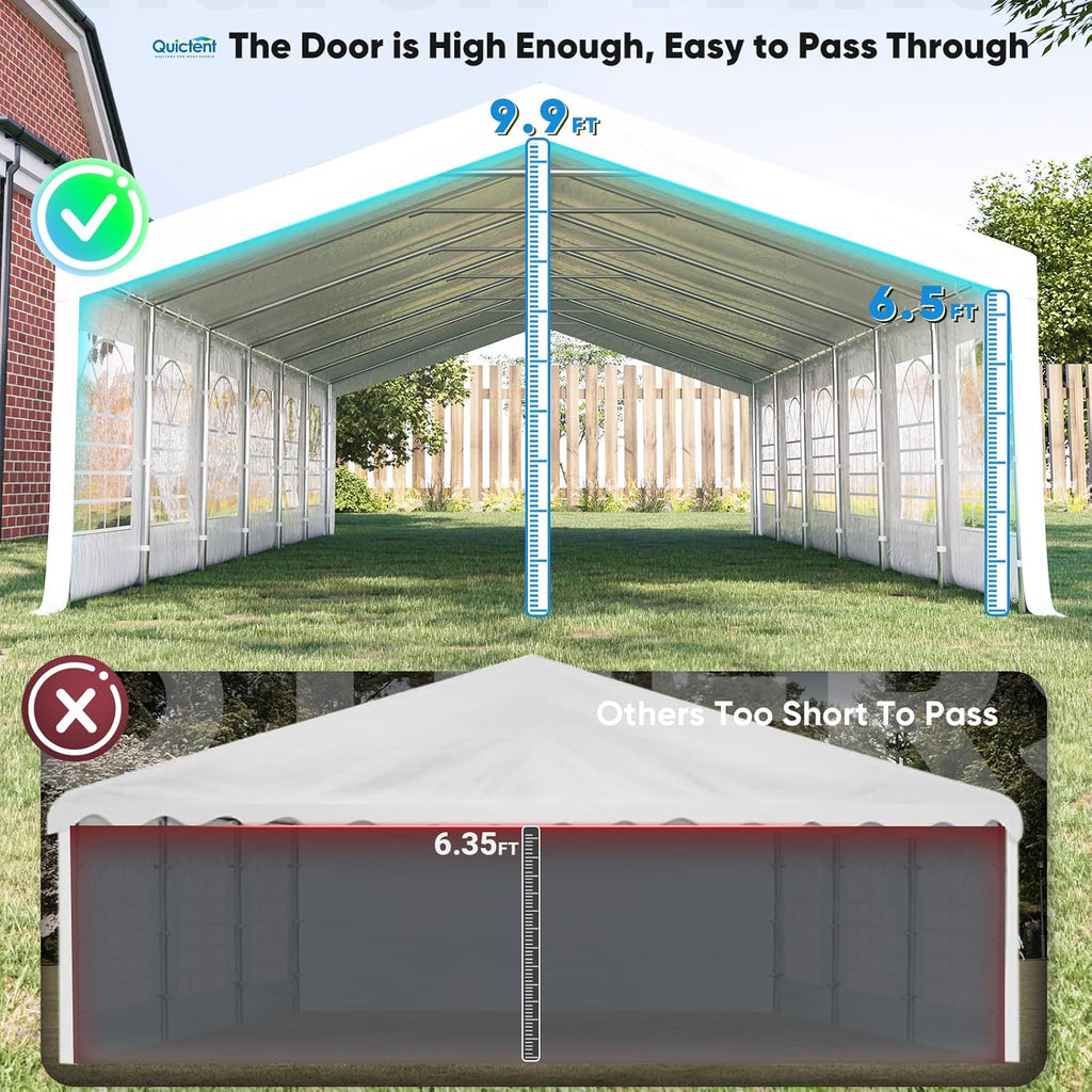 20x40ft Party Tent Heavy Duty Outdoor Canopy Tent Carport Wedding Event Shelter BBQ Wedding Tents for Parties with Storage Bags