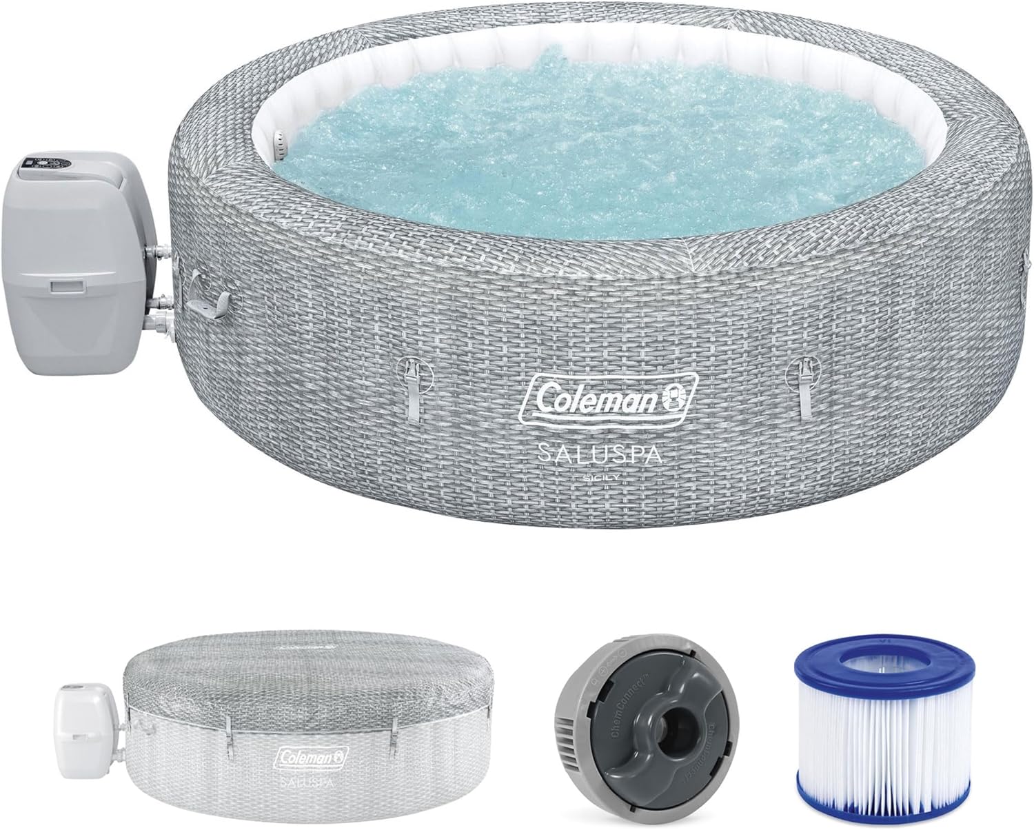 Coleman Sicily Energy-Efficient AirJet Inflatable Hot Tub 5-7 Person with App-Control