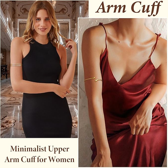Gold Chunky Arm Cuff Set for Women