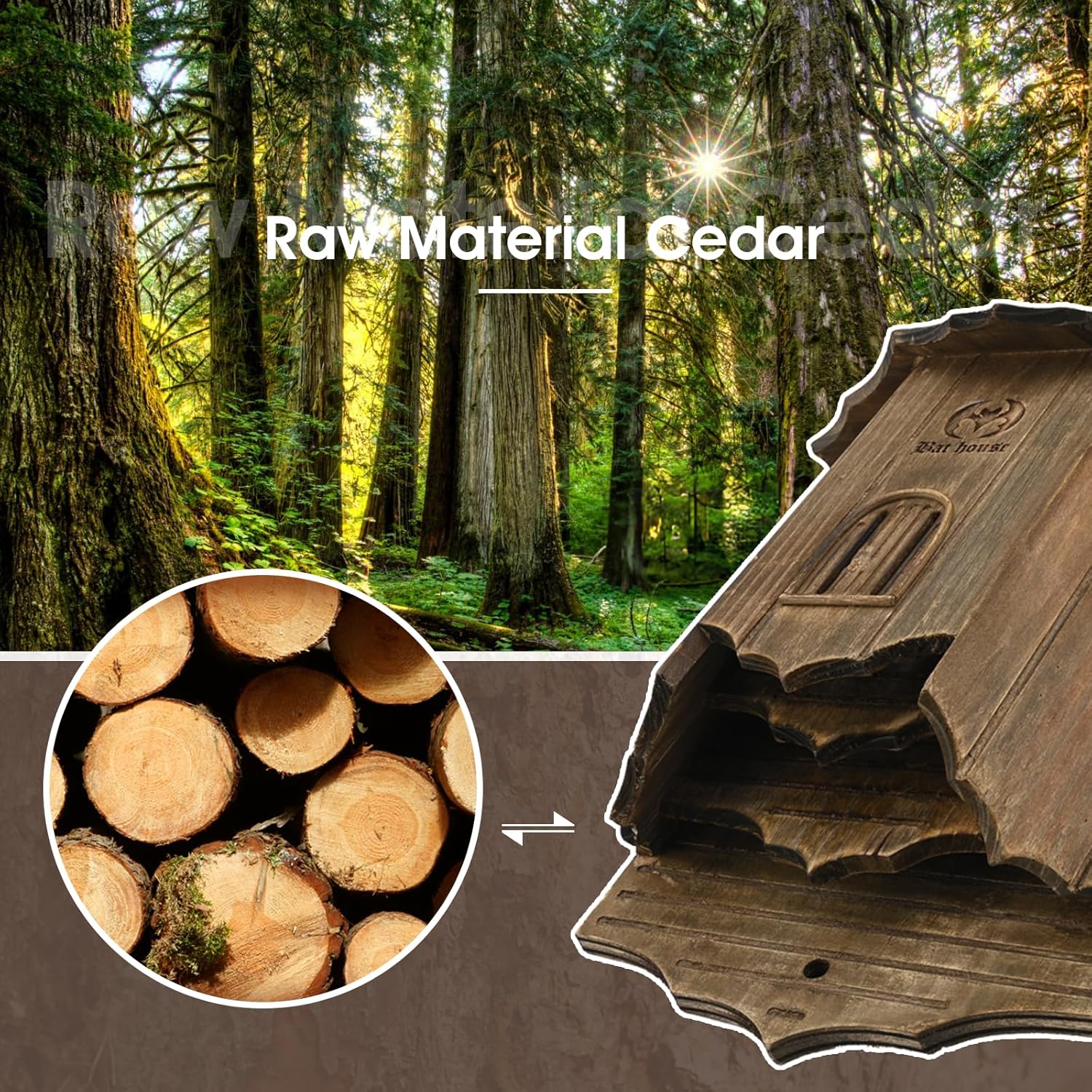 Wooden Bat House – Large 3-Chamber Outdoor Bat Box, Durable & Easy to Hang, Designed to Attract Bats, Brown (Bat House I)