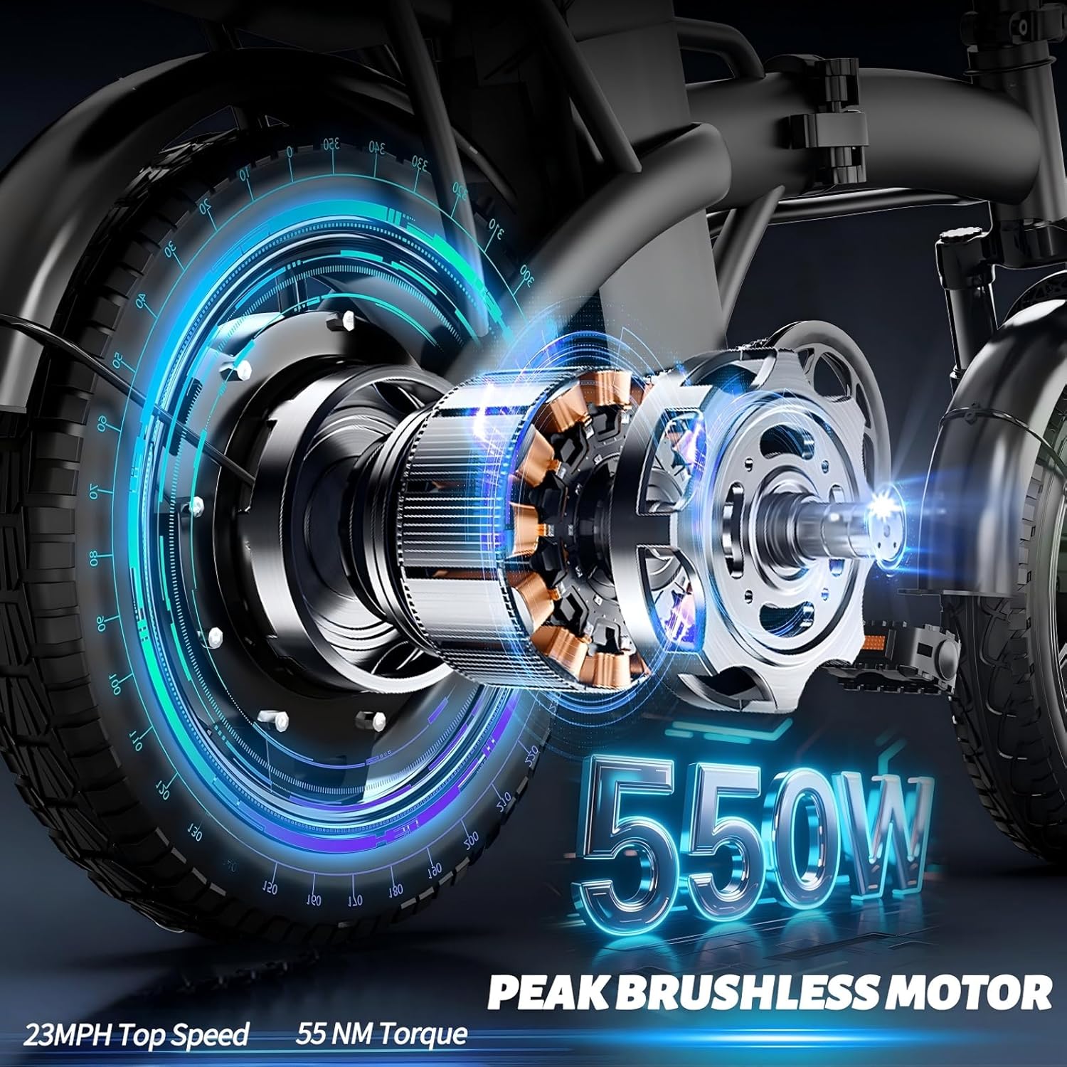 14" Folding Electric Bike for Adults – 500W Peak Motor, 23MPH, 35-Mile PAS Range, 48V 12Ah Removable Battery, UL 2849 Certified