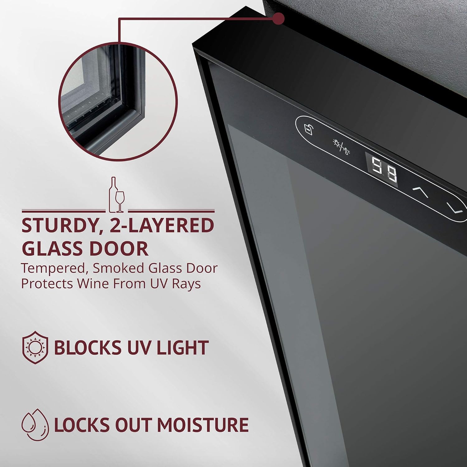 18 Bottle Compressor Wine Cooler Refrigerator with Lock – 41°F–64°F Digital Temperature Control, Freestanding, Black