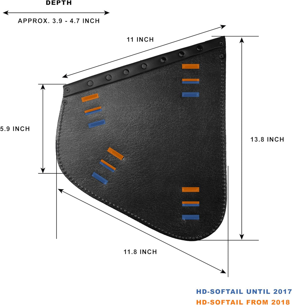 Diablo Black Swing Arm Bag Biker Bag Hardtail Frame compatible with Harley Davidson Fatboy Left Breakout Fat Bob Side HD Special Edition Side Bag